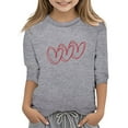 thumbnail image 1 of PMVFHDE Hauts d'Été Tendance T-Shirts pour Fille Manches Courtes T-Shirts Graphiques pour Fille Imprimé Saint-Valentin Fonctionnel Col Rond Manches 3/4 T Gris, 9-10 Ans, 1 of 4