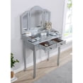 thumbnail image 4 of Roundhill Furniture Sanlo Wooden Vanity | Make Up Table and Stool Set | Silver, 4 of 5