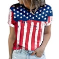 thumbnail image 2 of Herrnalise Women's Classic-Fit 100% Cotton Short-Sleeve T-Shirt Women's Summer Round Neck Independence Day Printed T-Shirts Casual Short Sleeve Blouse Tops, 2 of 5