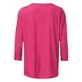 thumbnail image 3 of Womens USA Tshirt 3/4 Sleeve Patriotic Shirts Tee Loose Casual Tunic Tops 4th of July Outfits for Women Hot Pink, S, 3 of 5