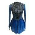 thumbnail image 2 of LIUHUO Blue Mesh Figure Skating Dress with Rhinestone Decor, Long - Sleeve, for Women & Girls, Performance - Ready, 2 of 10