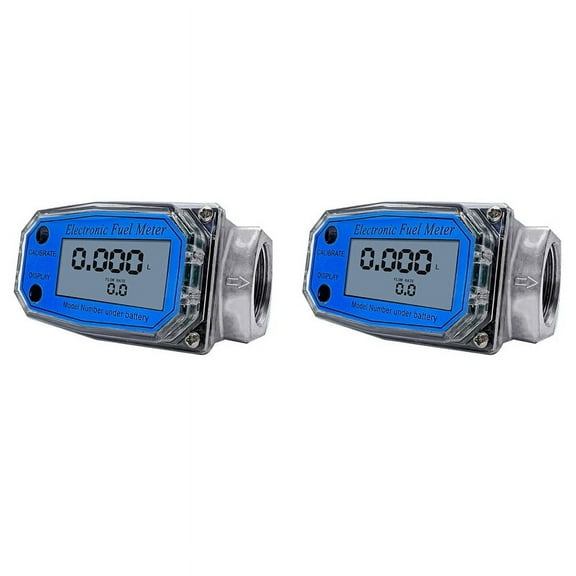 2X 25 Digital Turbine Flow Meter for Measuring Gasoline Water Sea Liquid Flowmeter Blue