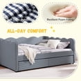 thumbnail image 4 of avobird Cozy Gingham Daybed with 2 Storage Drawers Queen Size Sofa Bed for Living Room, Sleeper Sofa with USB Port and Adorable Wave Shaped, Linen Fabric, Navy Blue, 4 of 8