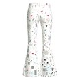 thumbnail image 4 of YAYUBA Girl's Flare Pants High Waist Bell Bottom Pants Bootcut Casual Pants Kids Print Stretch Hippie Pants 13-14 Years Light Gray, 4 of 5
