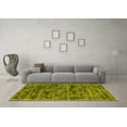 thumbnail image 3 of Ahgly Company Machine Washable Indoor Round Abstract Yellow Contemporary Area Rugs, 4' Round, 3 of 4