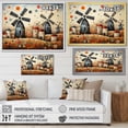 thumbnail image 4 of Designart "Folk Art Village with Wind Turbines V" Architecture Framed Wall Art - Industrial Red Wind Turbines Entryway Framed Wall Art, 4 of 6