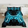 thumbnail image 2 of Manfei Neon Gamepad Boys Full Size Comforter Sets, Cyan Honeycomb Geometric Bedding Comforter Set, Modern Video Game Lover Reversible Bedding Sets, Microfiber Bedroom Decor, 3 Pieces, 2 of 8
