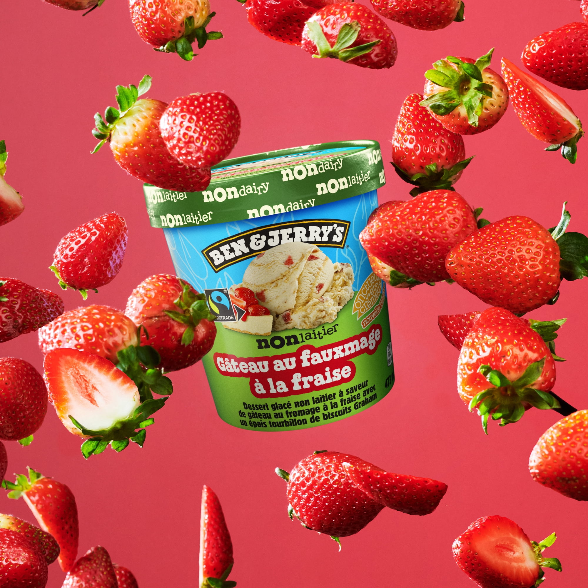 Dessert Glacé Non Laitier Ben & Jerry's Gâteau au Fauxmage à la Fraise 473 mL