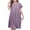 Purple, variant on Cute Loungewear for Ladies 1/4 Sleeve Absorbent Soft Midi Bathrobes Tie Front Solid Color Spa Robes with Cute Face