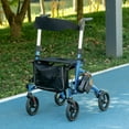 thumbnail image 2 of HOMCOM Déambulateur à Roulettes avec Roues de 8 Pieds' Poignée Réglable Siège Bleu, 2 of 10
