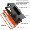 thumbnail image 4 of Ebizware for Samsung Galaxy S23 FE 5G Phone Case, Case with [Built-in Screen Protector] Holster Belt Clip Military Grade Heavy Duty Shockproof Kickstand Cover for Galaxy S23 FE 5G - Black/Orange, 4 of 9