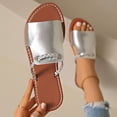 thumbnail image 5 of Women's Braided Detail Solid Color Slide Sandals Wide Width Friendly Flat Slippers Soft Faux Leather Lightweight Non Slip Open Toe Summer Beach Casual Outdoor Slides, 5 of 10