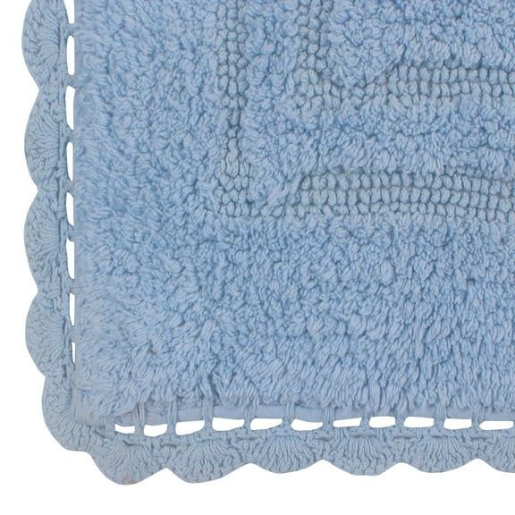 Home Weavers Inc Home Weavers Casual Elegence Bathmat Absorbent Cotton Machine Washable, Reversible Bath Rug Blue 21"x34"