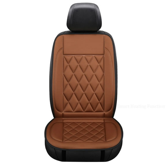 Heated Car Seat Cushion, Adjustable Temperature, PU Leather, Thermostat & Overheat Protection, Universal Fit for Cars Trucks Vans SUVs, Coffee