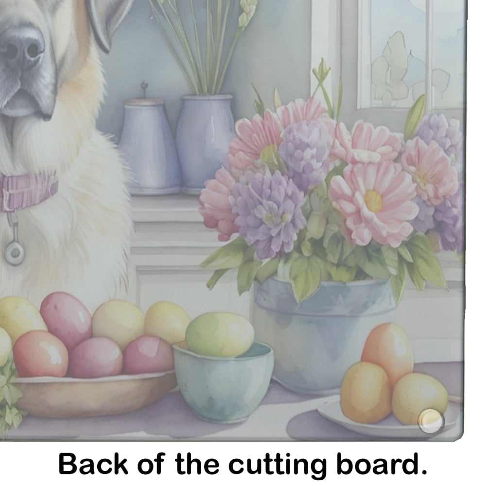 Decorating Easter Anatolian Shepherd Dog Glass Cutting Board 12 in x 15 in