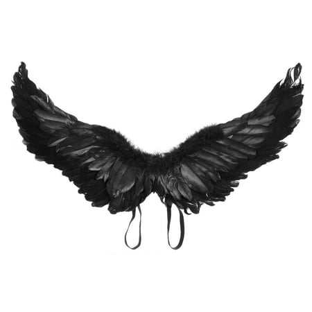 Adults Feather Angel Wings, Deluxe Devil's Wings with Elastic Straps Halloween Cosplay Costume Accessory Props for Men and Women