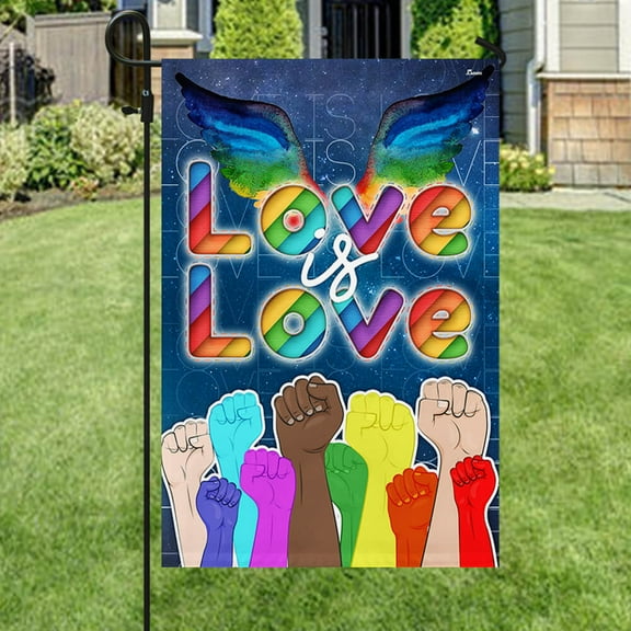 Flagwix US Flag LGBT Pride Flag Love Is Love TTV462F Polyester Double-sided Printed Garden Flags For Outside