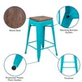 thumbnail image 5 of Flash Furniture Cierra 24" High Metal Counter-Height, Indoor Bar Stool with Wood Seat in Teal - Stackable Set of 4, 5 of 13