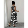 thumbnail image 2 of Black And White Floral Print Sleeveless Fit And Flare Midi Dress, 2 of 6
