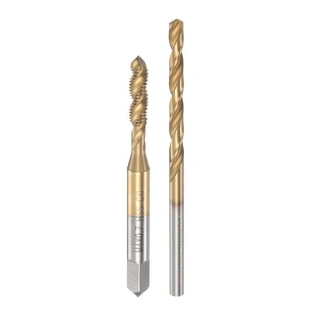 

Uxcell M4 x 0.7 Spiral Flute Tap 3.3mm Drill Bit Set Cobalt High Speed Steel Titanium Plated