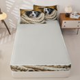 thumbnail image 4 of Homewish Cute Collie Dog Zipper Twin Comforter Sets with Fitted Sheet and 2 Pillowcases,Pet Lover Zipper Bedding Set,Cream,Light Gray Reversible,4pcs, 4 of 8