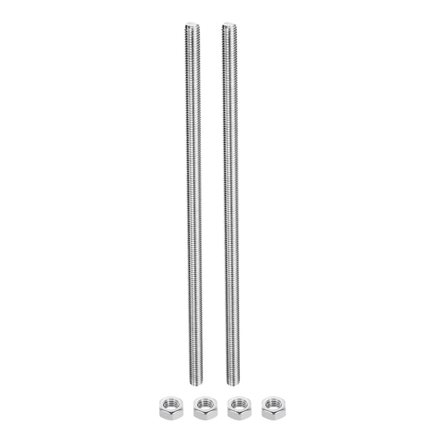 Uxcell 2Pack M10 x 250mm Fully Threaded Rod with 4 Pack Hex Nuts 1.25mm Thread Pitch 304 Stainless Steel