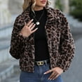 thumbnail image 2 of felwors Women's Leopard Print Faux Fur Cropped Jacket - Zip-Up Casual Fall Winter Fashion Outerwear Grey, XL, 2 of 7