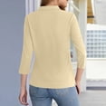 thumbnail image 5 of Women's Solid Color Polo Shirts 3/4 Sleeve Button Down Collared Shirts Business Casual Work Tops Athletic Tennis Golf Shirt 3 Buttons Spring & Autumn Work Basic Blouse Khaki S, 5 of 6