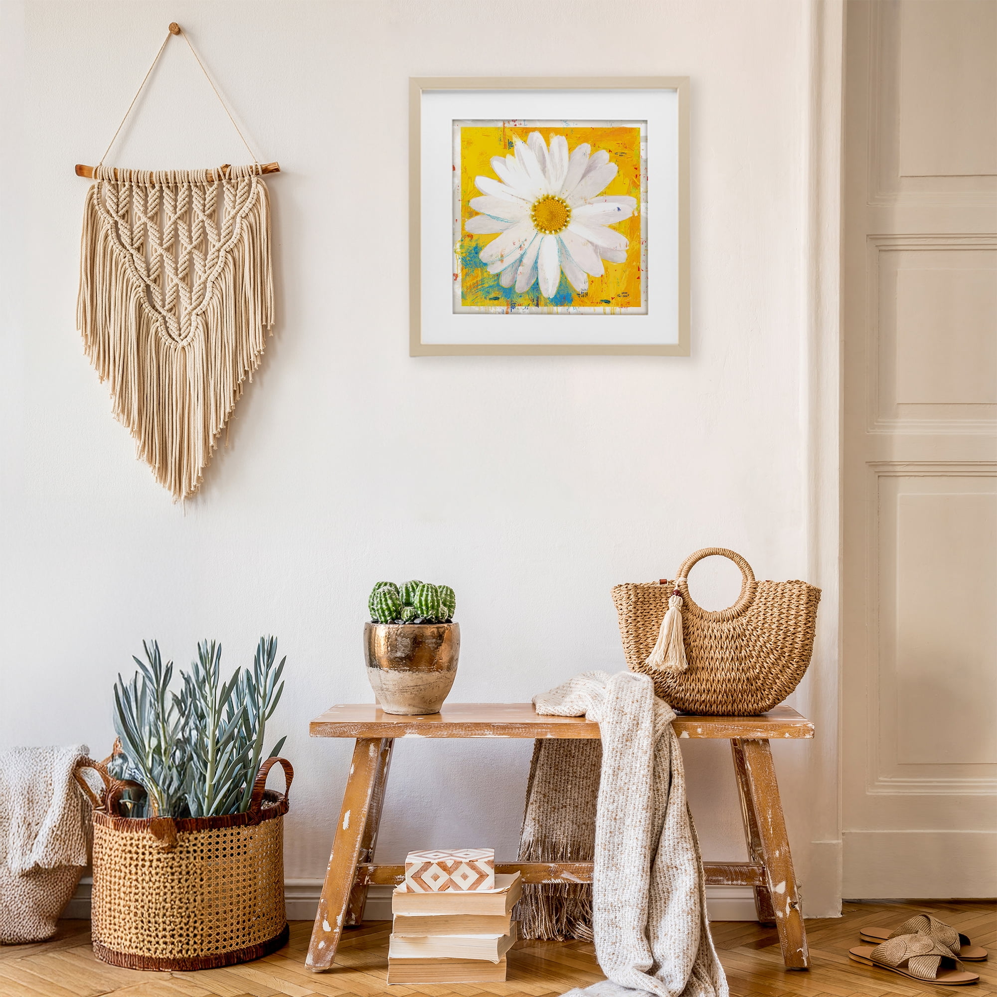 Stupell Industries Violet's Daisy on Yellow Birch Framed Print Under Glass, design by Porter Hastings
