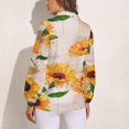 thumbnail image 2 of Sunflower Flowers on Old Fashioned Letters Romantic Long Sleeve Blouse Woman Streetwear Casual Shirts Summer Oversize Woman Streetwear Clothing Birthday Present, 2 of 7