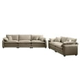 thumbnail image 3 of Modern Retro-Style Family Sofa Set with Ergonomic Deep Seat Design & Memory Foam Cushions, Plush Tan Corduroy Fabric for Home Theater & Living Room (2-Piece Set: 2-Seater + 3-Seater), 3 of 9