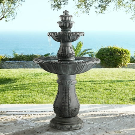 John Timberland Italian Outdoor Floor Water Fountain with Light LED 56 3/4 High 4 Tiered for Yard Garden Patio Deck Home