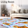 thumbnail image 2 of ODIKA 3'x5' Machine Washable Non-Slip Area Rug, Storybook Animal Parade with Cheerful Wildlife and Festive Balloons High Traffic Rug with Pad, Orange, 679883, 2 of 8