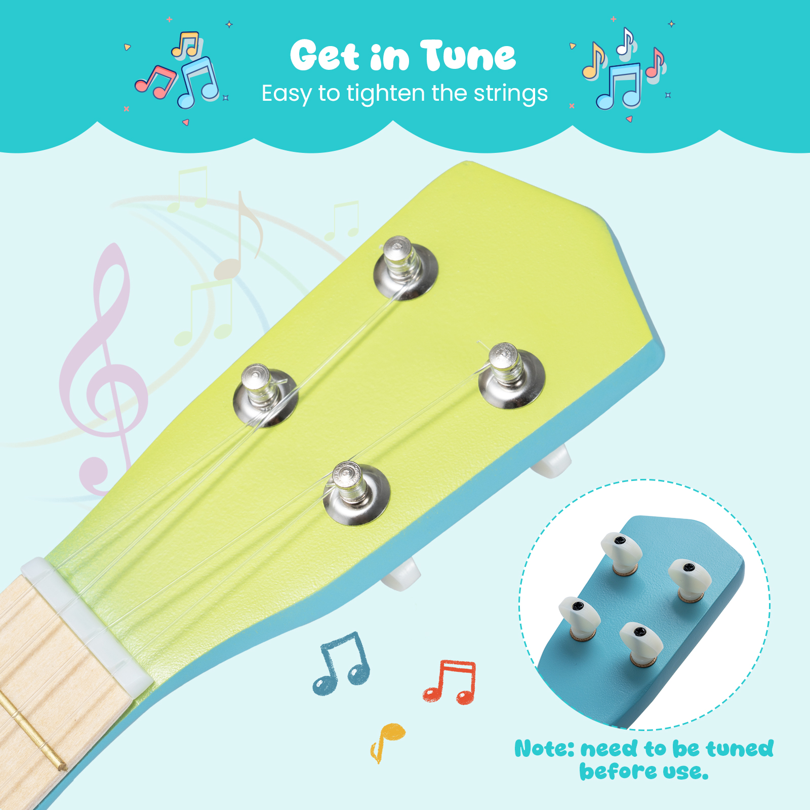 Gymax 21 Inch Ukulele for Kids Toy Ukulele for Toddlers w/ Laminated Basswood Body