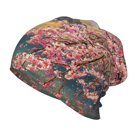 Xecao Cherry Blossoms Print Beanie Hat Toddler Girls Boys, Baby Hats Winter Warm Knitted Thermal, Kids Winter Caps