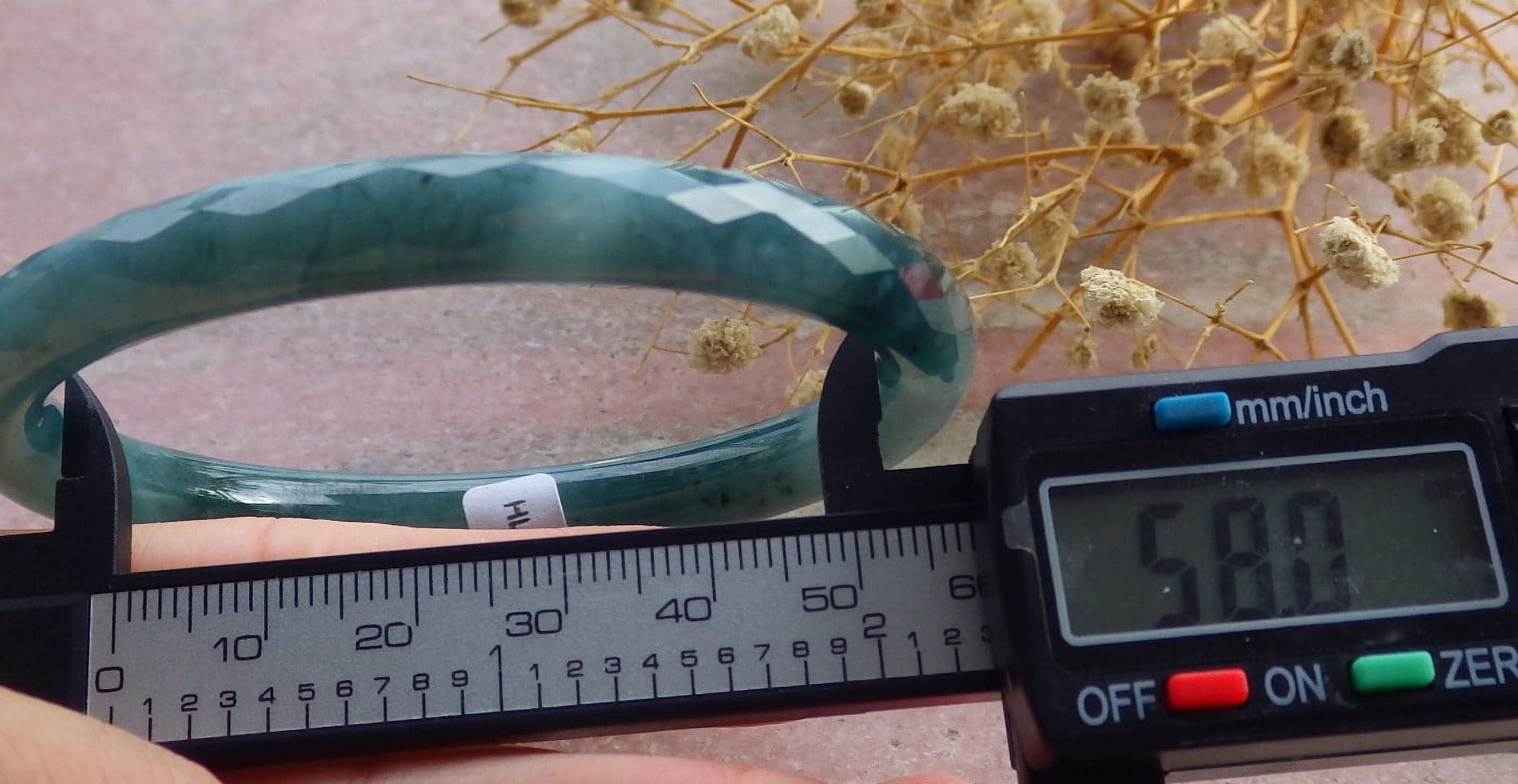 Icy Green Natural A JADE Jadeite Dia Cut Circle Bangle Bracelet 58 mm 682723 TN