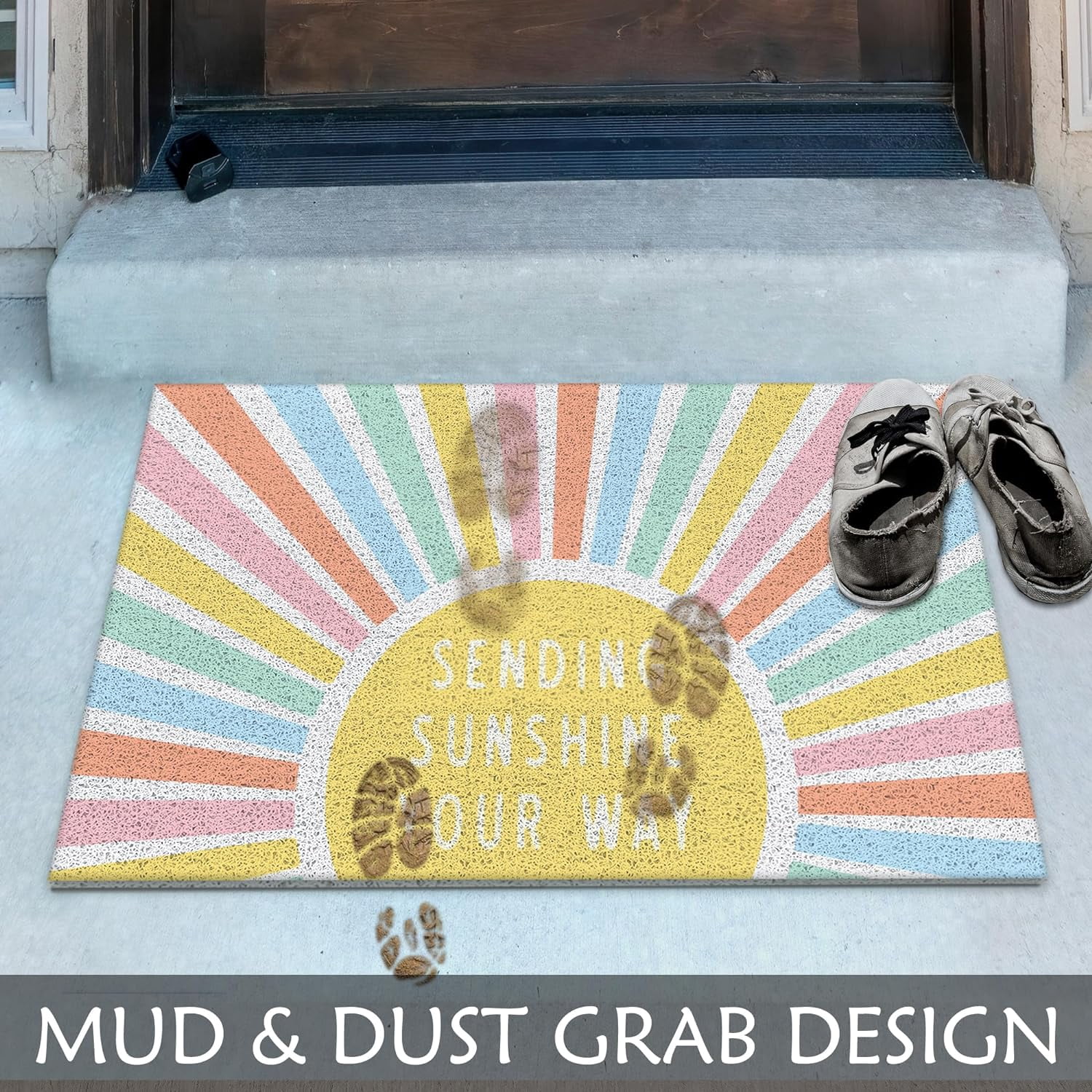 Boho Door Mats Outdoor - Boho Front Door Mat, Boho Welcome Mat, Boho Door Mat Doormat Outdoor Indoor Entrance, Indoor Door Mats for Entryway, 17x30, Sending Sunshine Your Way