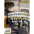 thumbnail image 5 of Outdoor Tablecloth with Umbrella Hole for Patio/Picnic/Party/Camping, Sunflowers Waterproof Table Cloth Square Cover Washable, Botanical Bees Black White Plaid Truck Wooden (60"x 60"), 5 of 9
