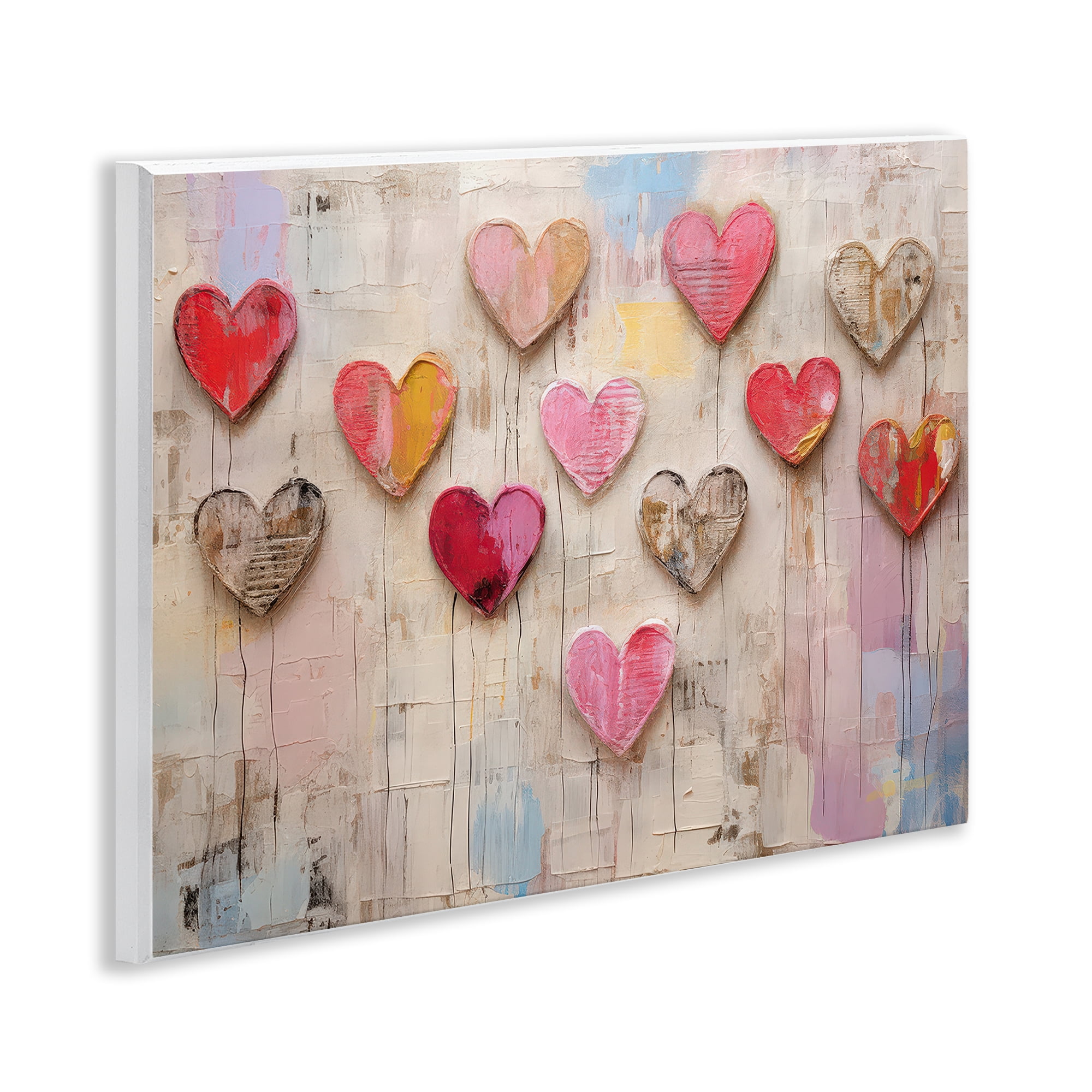 Stupell Industries Playful Love Hearts Collage Abstract Painting Unframed Art Print Wall Art, 14 x 11