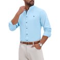 thumbnail image 5 of INSPIRE CHIC Men's Stand Collar Long Sleeves Button Down Solid Color Linen Business Shirt S Light Blue, 5 of 6