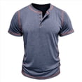 thumbnail image 3 of Camisetas de Corta para Hombre, Camisetas Informales de Algodón Estilo Henley, Camisetas Básicas de Verano Azul L, 3 of 6