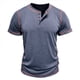 thumbnail image 3 of Camisetas de Corta para Hombre, Camisetas Informales de Algodón Estilo Henley, Camisetas Básicas de Verano Azul M, 3 of 6