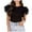 C29 Black, variant on Gbsyewxs Womens Tops Short Ruffle Sleeve Crew Neck Solid Color Fashion Summer T Shirts For Women Black