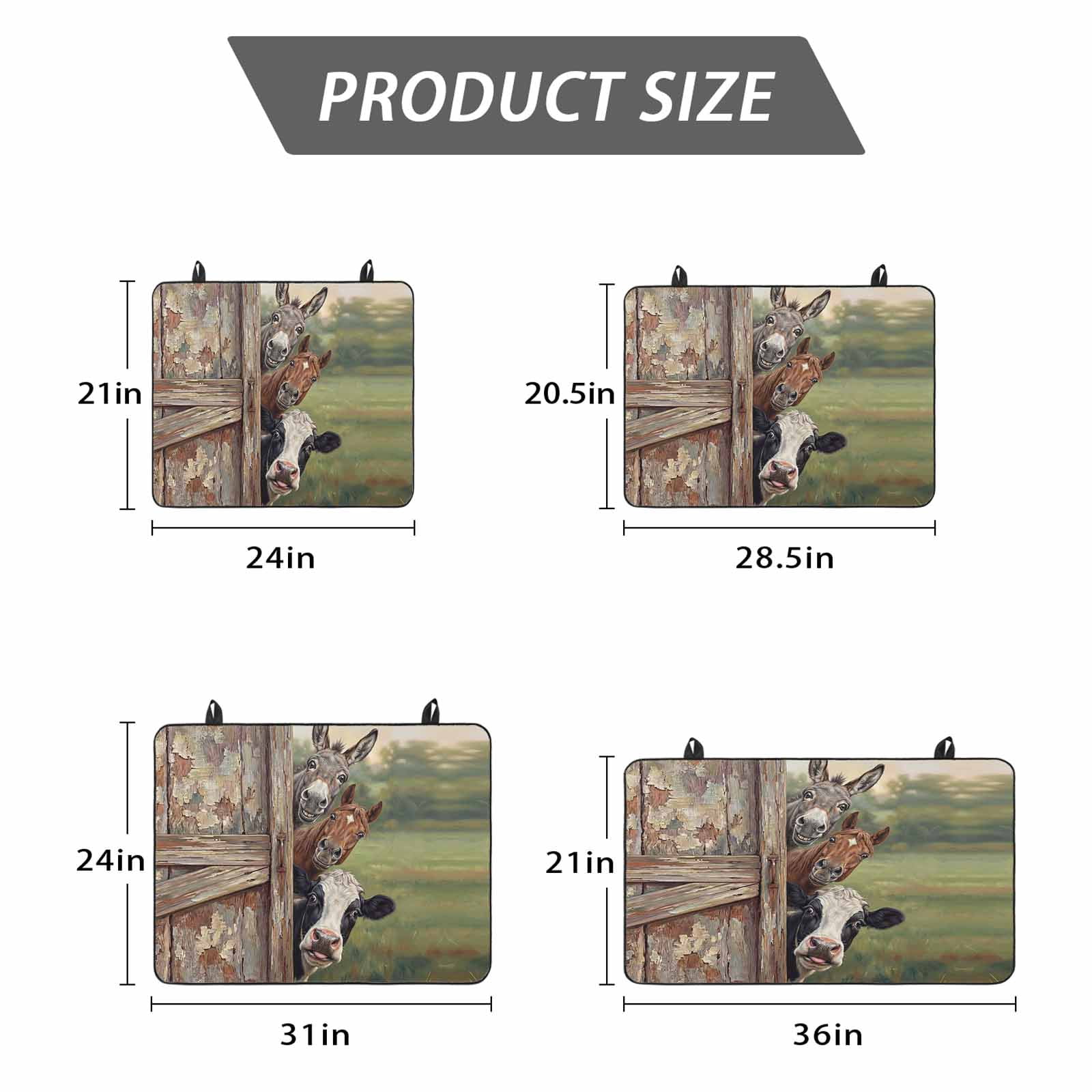 Farmhouse Animals Stove Top Cover for Electric Stove, Heat-proof & Non Slip Glass Top Stove Cover Protector, Country Cows Horses Donkeys Farm Kitchen Flat Cooktop Rubber Mat 24x21 Inches