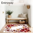 thumbnail image 3 of ODIKA 5'x7' Machine Washable Non-Slip Area Rug, Autumn Blossom Cascade Featuring Fern Whorls and Berry Sprigs High Traffic Rug, Red, 740579, 3 of 7