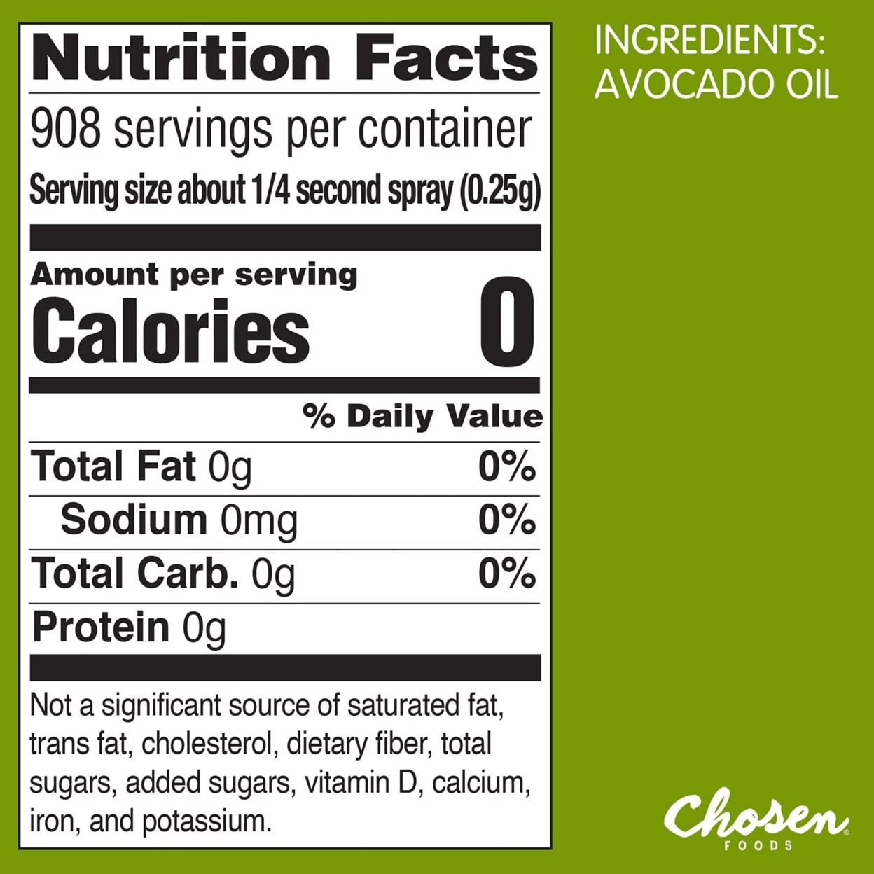 Chosen Foods Avocado Oil Cooking Spray 8 Ounce (Pack of 2)