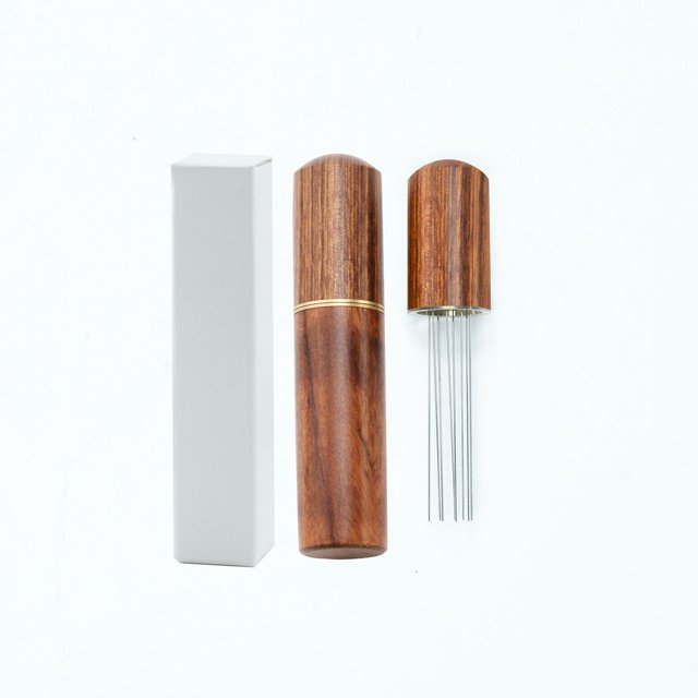 Aguja para polvo de café Aguja para polvo Dispensador de polvo de tela de madera Base de aguja para polvo de madera maciza Dispensador de acero inoxidable
