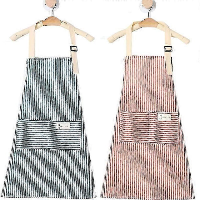 Delantal ajustable de 2 piezas con bolsillo para cocina, hogar, restaurante, pastelería, tareas domésticas, pintura, jardinería y camareros (rojo/azul).