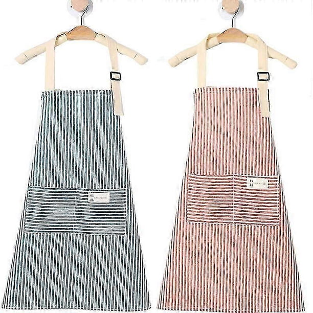 Delantal ajustable de 2 piezas con bolsillo para cocina, hogar, restaurante, pastelería, tareas domésticas, pintura, jardinería y camareros (rojo/azul).