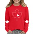 thumbnail image 6 of FAVIPT Kids Long Sleeve Tshirts Boys Girls Maple Leaf Print Crewneck Tees Casual Cute Comfortable Pullover Tops Red,7 Years, 6 of 8